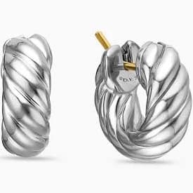 David Yurman Sterling Silver Sculpted Cable Hoop Earrings
