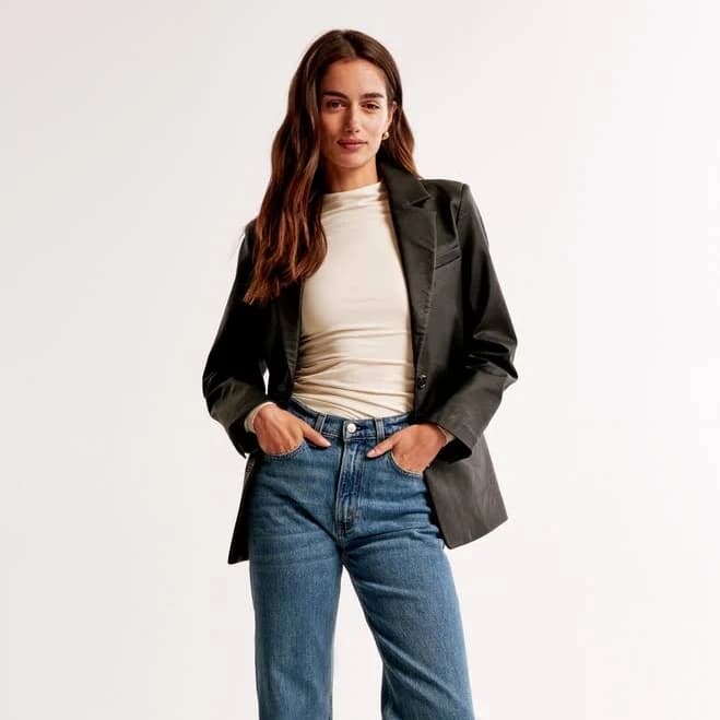 Abercrombie & Fitch Women's Vegan Leather Blazer