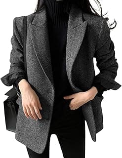 Womens Fall Winter Wool Blend Casual Business Blazer Jacket Single Breasted Dressy Work Coat