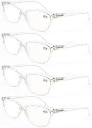 Amazon.com: MODFANS Women Reading Glasses 3.5 Clear Frame Cateye Ladies Readers with Comfort Spring Hinge Pattern Design Pouch Included 4 Pack : Health & Household