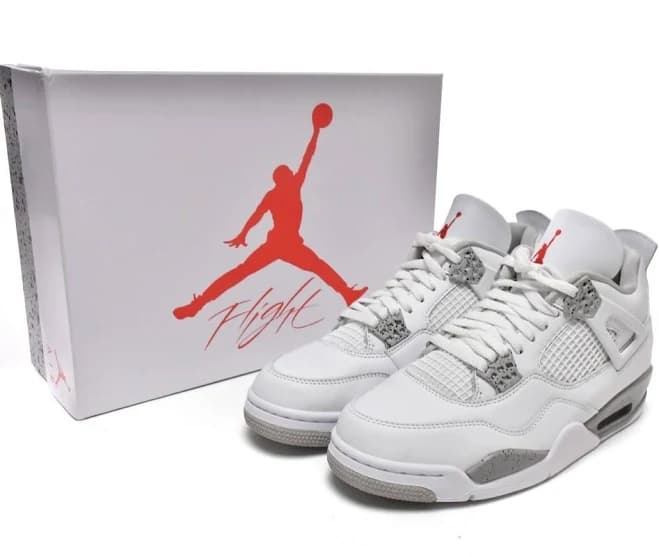 Jordan 4 White Grey Men’s Sneakers White Grey Mid Top