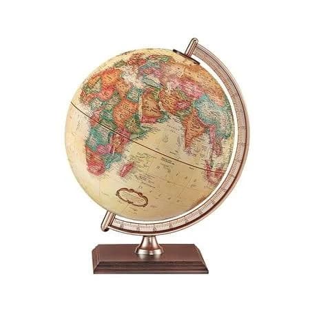 9 Vintage World Globe with Square Wooden Base, Classic Desk Decorative Globe for Office, Study, Home & Gift, Brown