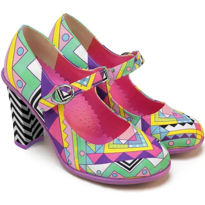 Hot Chocolate Design Women's Geometric High Heel Mary Jane Pumps