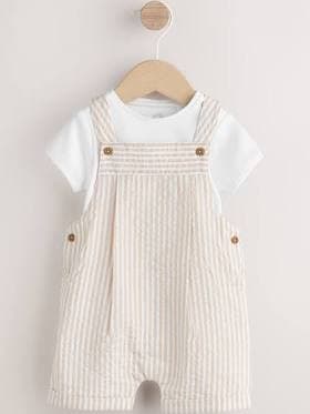 Baby NEXT Seersucker Cotton Overalls & T-Shirt Set