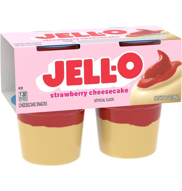 Jell-O Strawberry Cheesecake Refrigerated Pudding Snacks