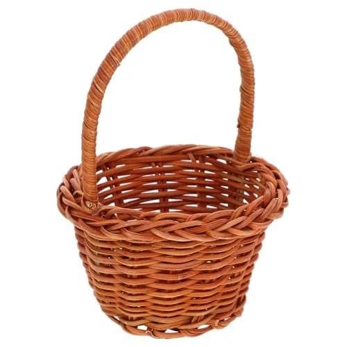 Mini Rattan Woven Basket Natural Round Picnic Basket With Handle Woven