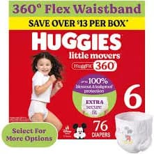 Huggies Little Movers HuggFit Baby Diapers With 360 Waistband, Size 6
