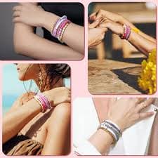 28 Pcs 4 Set Beaded Bright Style Surfer Bracelets Set Colorful Preppy – DANNY'S HOME GOODS