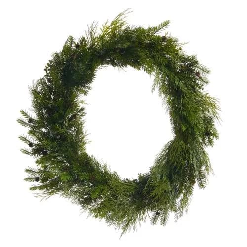 Raz Imports 28" or 36" Iced Mixed Greenery Real Feel Christmas Wreath