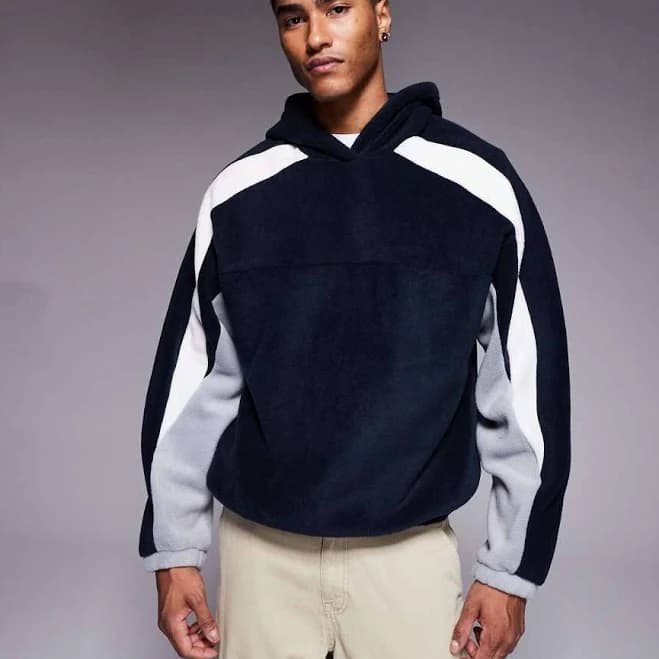 ASOS Relaxed Fleece Hoodie with Color Block
