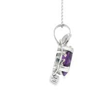 Amethyst Diamond Pendant Necklace in 14K White Gold Biondi Jeweler