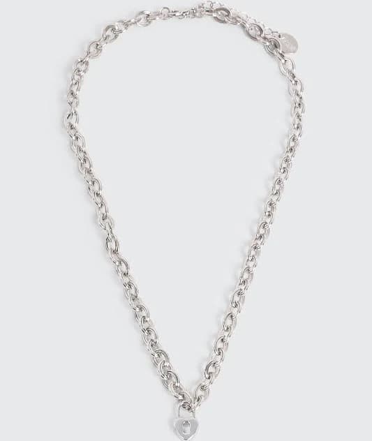 Ardene Women's Heart Lock Chunky Chain Necklace