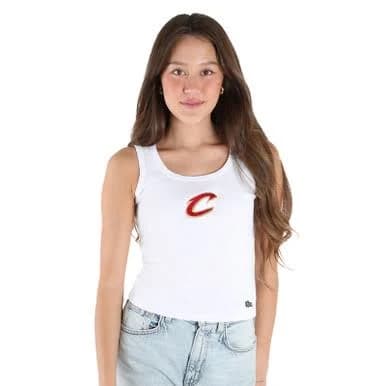 Hype And Vice Women's White Script C Ribbed Tank | Cavs