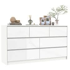 Blotout White Malm Dresser for Bedroom, 55" Long Dresser High Gloss Dresser with 7 Drawers, Large Wood Chest of Drawer Handle Free, Dresser for Bedroom, Living Room, Entryway, Hallway - Walmart Business Supplies