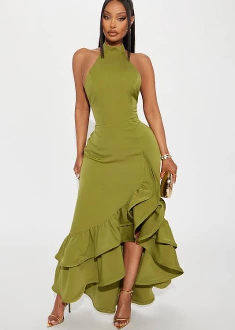 Fashion Nova Olivia Halter Crepe Maxi Dress