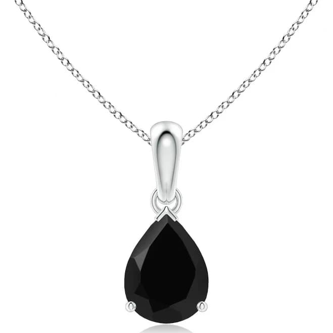 Angara 1.05 CTW Prong-Set Pear Black Onyx Solitaire Pendant Gold