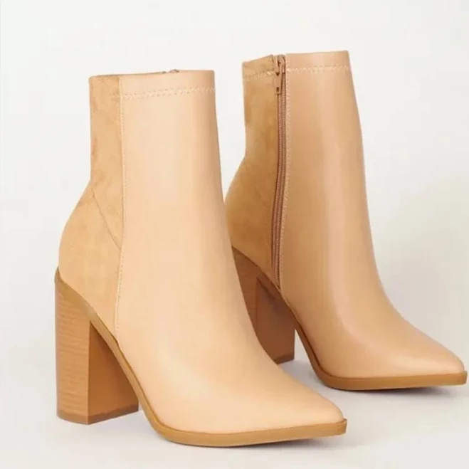 Lulus Shoes | Tan Lulu’s Ankle Boots With Block Heel Size 9 | Color: Tan | Size: 9 | Mawqueencity's Closet
