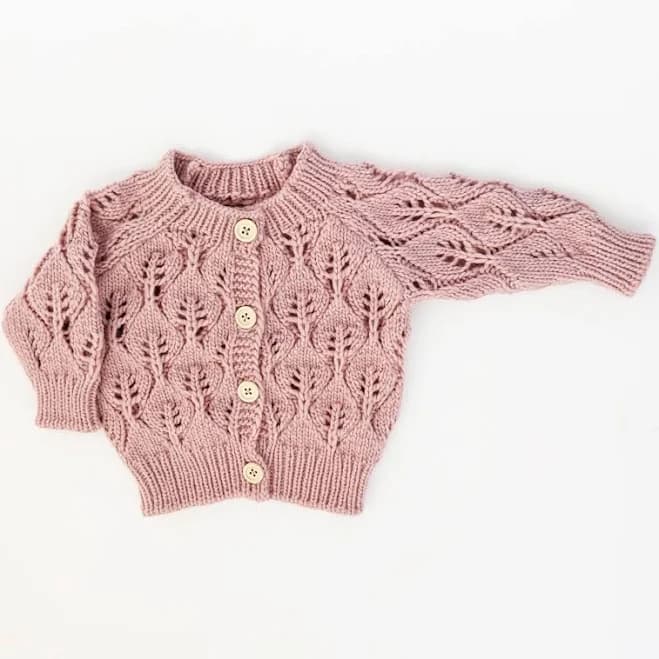 Leaf Lace Cardigan Sweater Rosy