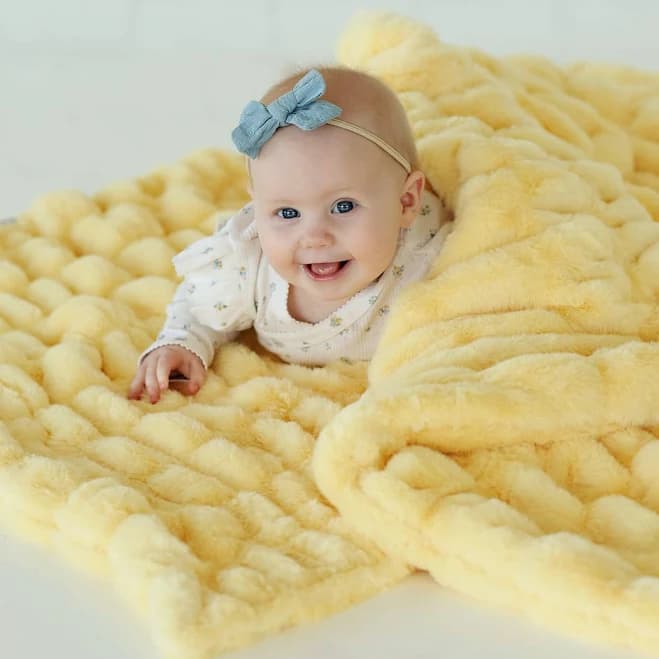 Hugs Butter Yellow Plush Blanket Infant | Minky Couture