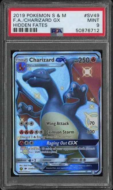 2019 Pokemon Charizard Gx Full Art Hidden Fates Shiny Vault Sv49/sv94