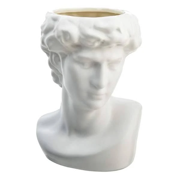 White Ceramic Face Vase, 9" sold by At Home