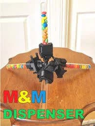 M&M candy dispenser, Alien tech machine, table vending display, sweets test-tube installation, Tetra table tubes, coffee-table decor, decor