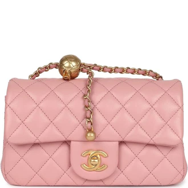 CHANEL Mini Pearl Crush Rectangular Flap Lambskin Brushed Gold Hardware