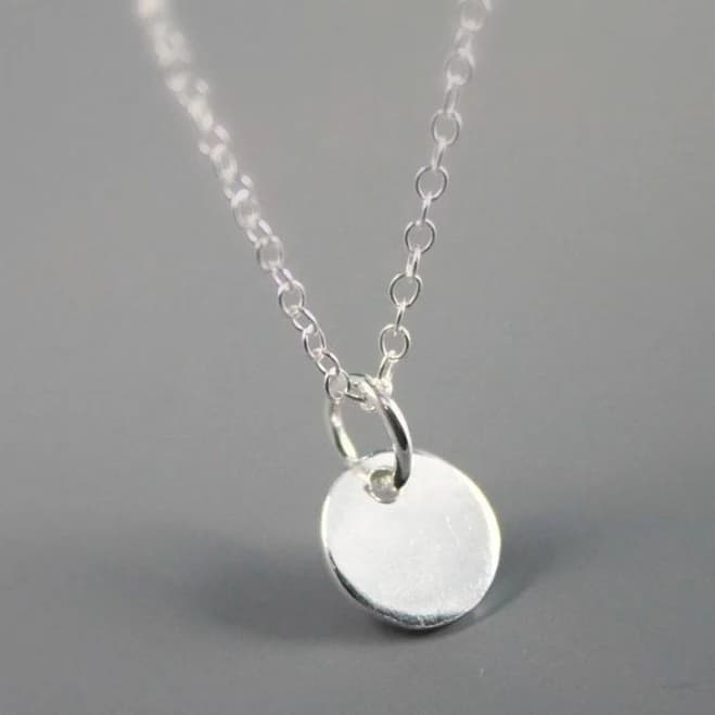 Small Sterling Silver Circle Necklace Tiny Silver Disc