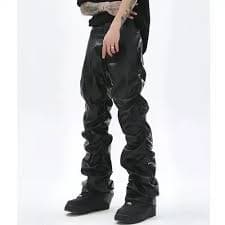 Japanese Brand Hazuki x Etou Loose Ruched Casual Pu Leather Pants | Grailed