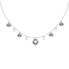 Get Shells Freshwater Pearl Silver Charms Necklace | Sohvii
