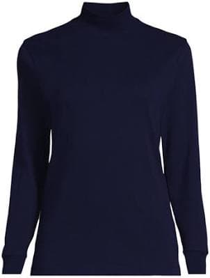 Lands' End Women's Relaxed Cotton Long Sleeve Mock Turtleneck