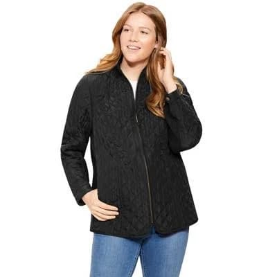Woman Within Plus Size Zip-Front Quilted Jacket