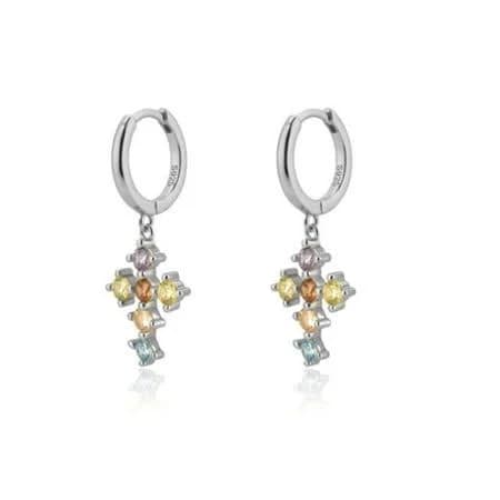14K Gold Plated Cubic Zirconia Dainty Cross Earrings