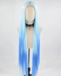 38Inch Long Ombre Blue Synthetic Lace Wig WW661