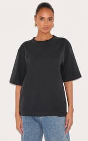 Black Premium Cotton Oversized T-shirt | Tops | PrettyLittleThing USA
