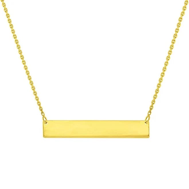 14K Gold Engravable Bar Pendant Necklace