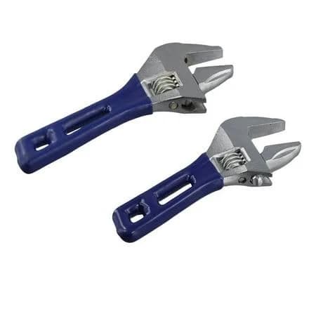 2pcs Universal Adjustable Wrench Large Opening Short Handle Multifunctional Mini Wrench Bathroom Tools, Blue