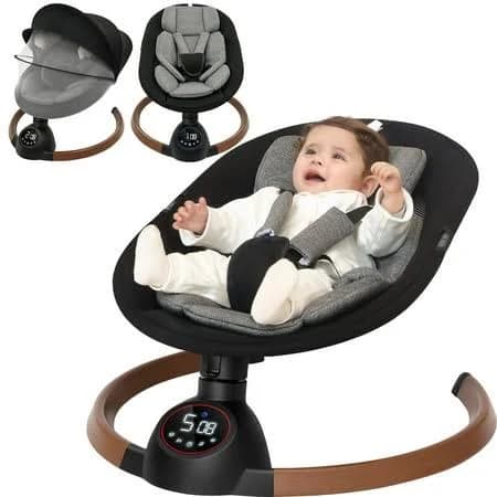 Babyeap Baby Swing for Infants,Bluetooth Control 5-point Harness Newborn Swing,5 Sway Speed,10 Lullabies(Gray), Infant Unisex, Size: 28 x 28 x 25