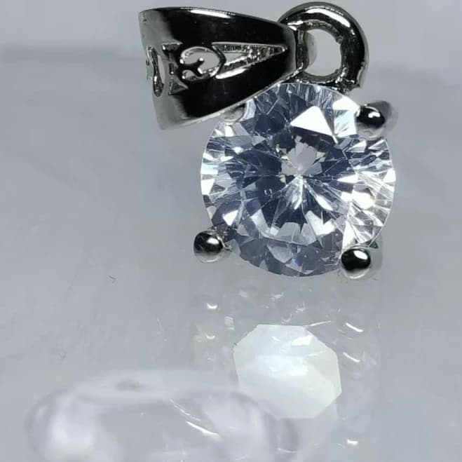Sterling Silver Cubic Zirconia Dainty Solitaire Pendant Necklace