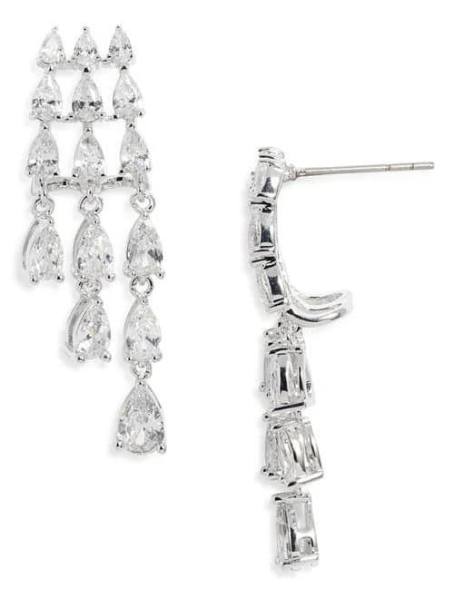 Nordstrom Cubic Zirconia Cascading Pear Chandelier Earrings