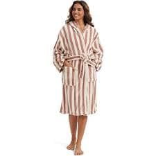 PLIUHHMEI Couples Luxury 100% cotton Terry Cloth Robe，stripe Plush & Absorbent Shawl Collar Long Kimono Robe Spa Bathrobe at Amazon Women's Clothing store