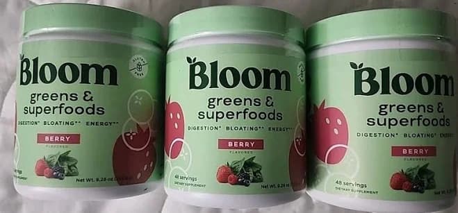 (3) Bloom Nutrition Greens & Superfoods Powder Berry (48 Servings,