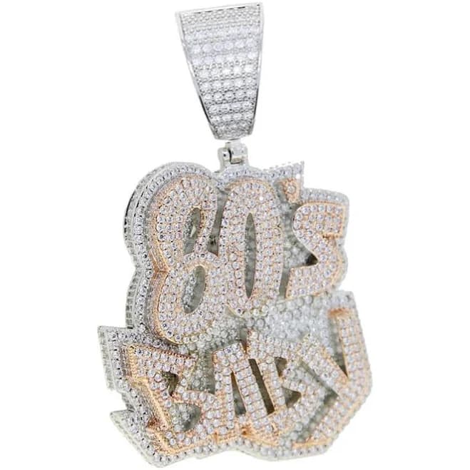 80's Baby Two Tone Iced Out Letter Diamond Tennis Chain Necklace
