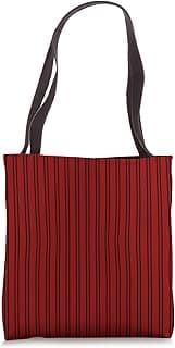 Timeless Double Pinstripes in Black & Red, Striped Pattern Tote Bag