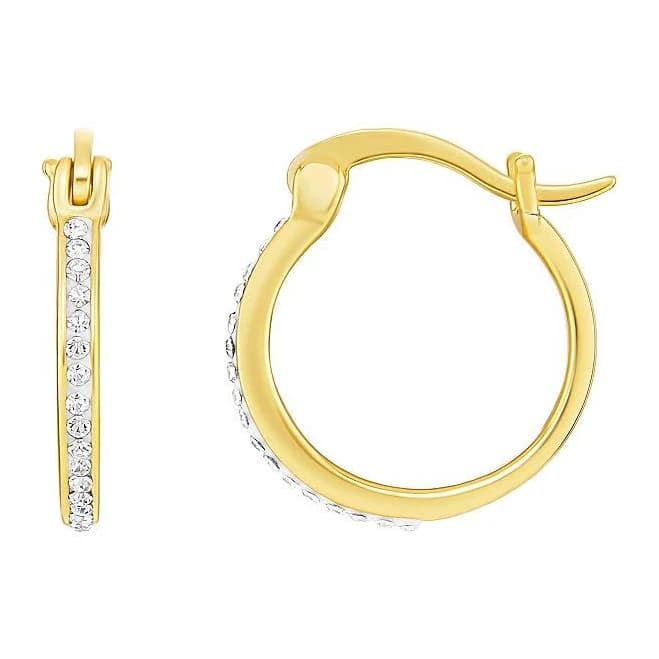 18K Gold Over Silver Pave Clear Crystal Hoop Earrings