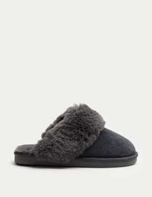 Marks & Spencer Suede Faux Fur Mule Slippers