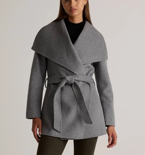 Quince Women's Double-Faced Merino Wool Draped Collar Wrap Coat