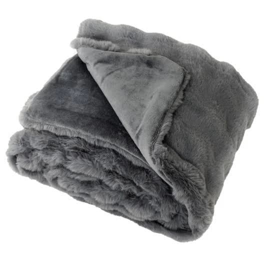 Costway Luxury Fuzzy Plush Rabbit Fur Bubble Blanket for Armchair