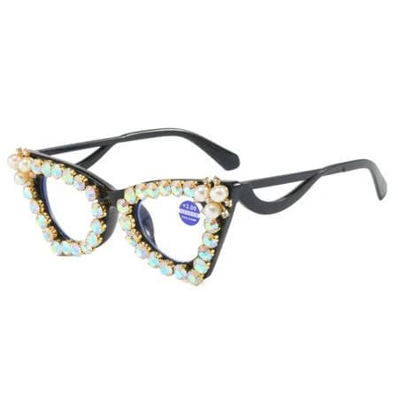 Women's Cat Eye Pearl Diamond Party Reading Glasses