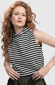 Alembika Urban Stripes Sleeveless Mockneck Top - Tunics from Shirt Sleeves UK